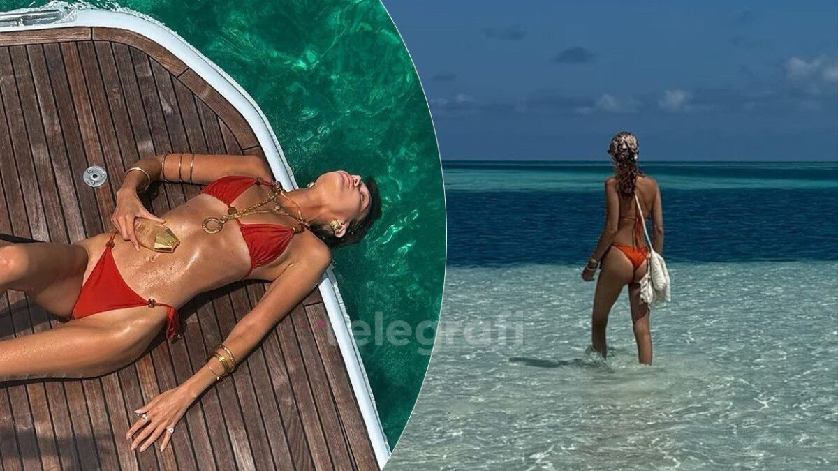 Bella Hadid e shfaq formën e saj të përkryer në plazh me bikini të kuq